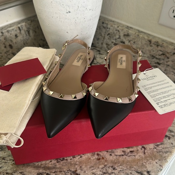 Original Valentino Stud Slingback flats with original box and dust bags. size 37 - Picture 1 of 5
